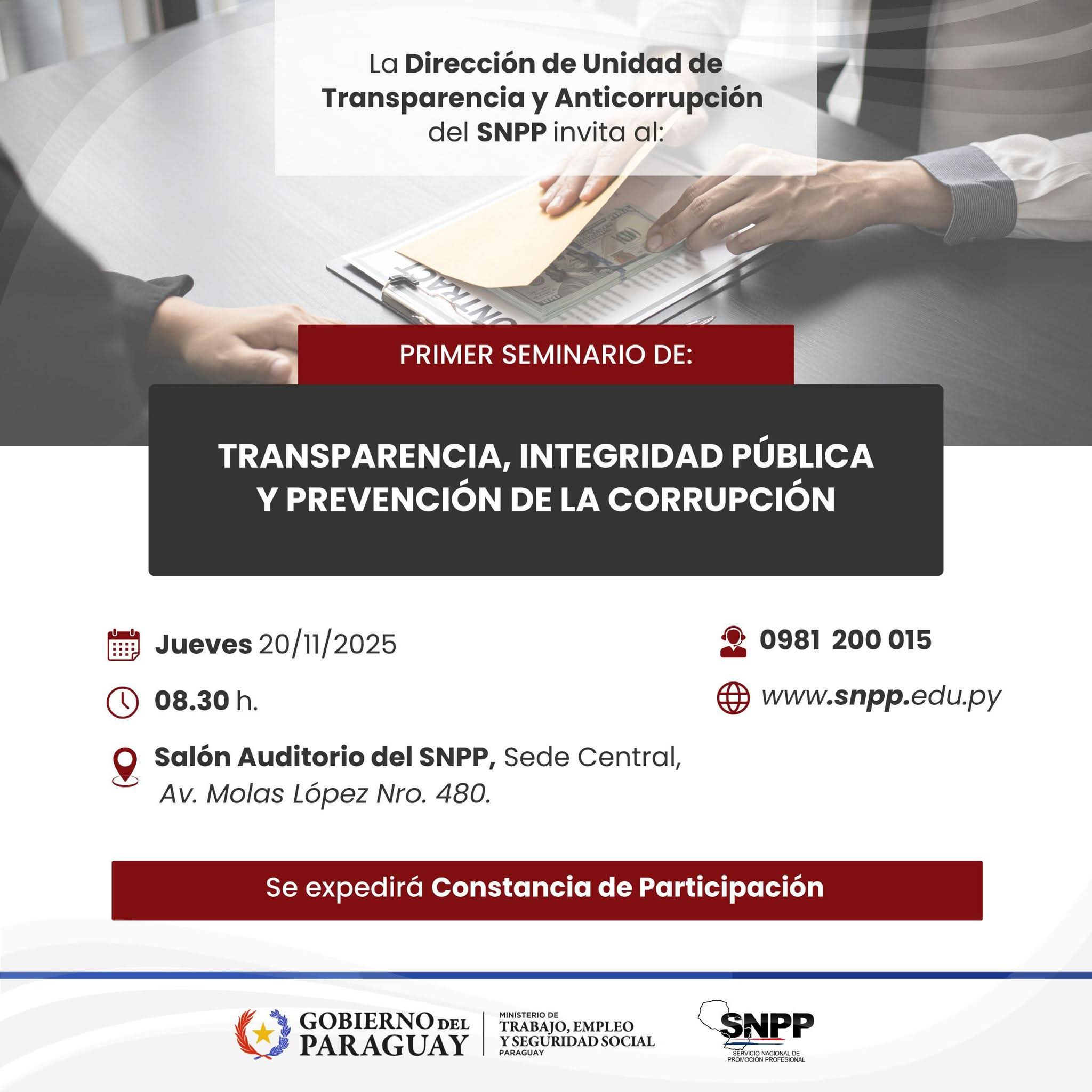 Primer Seminario de Integridad Pública, Transparencia y Prevención de la Corrupción