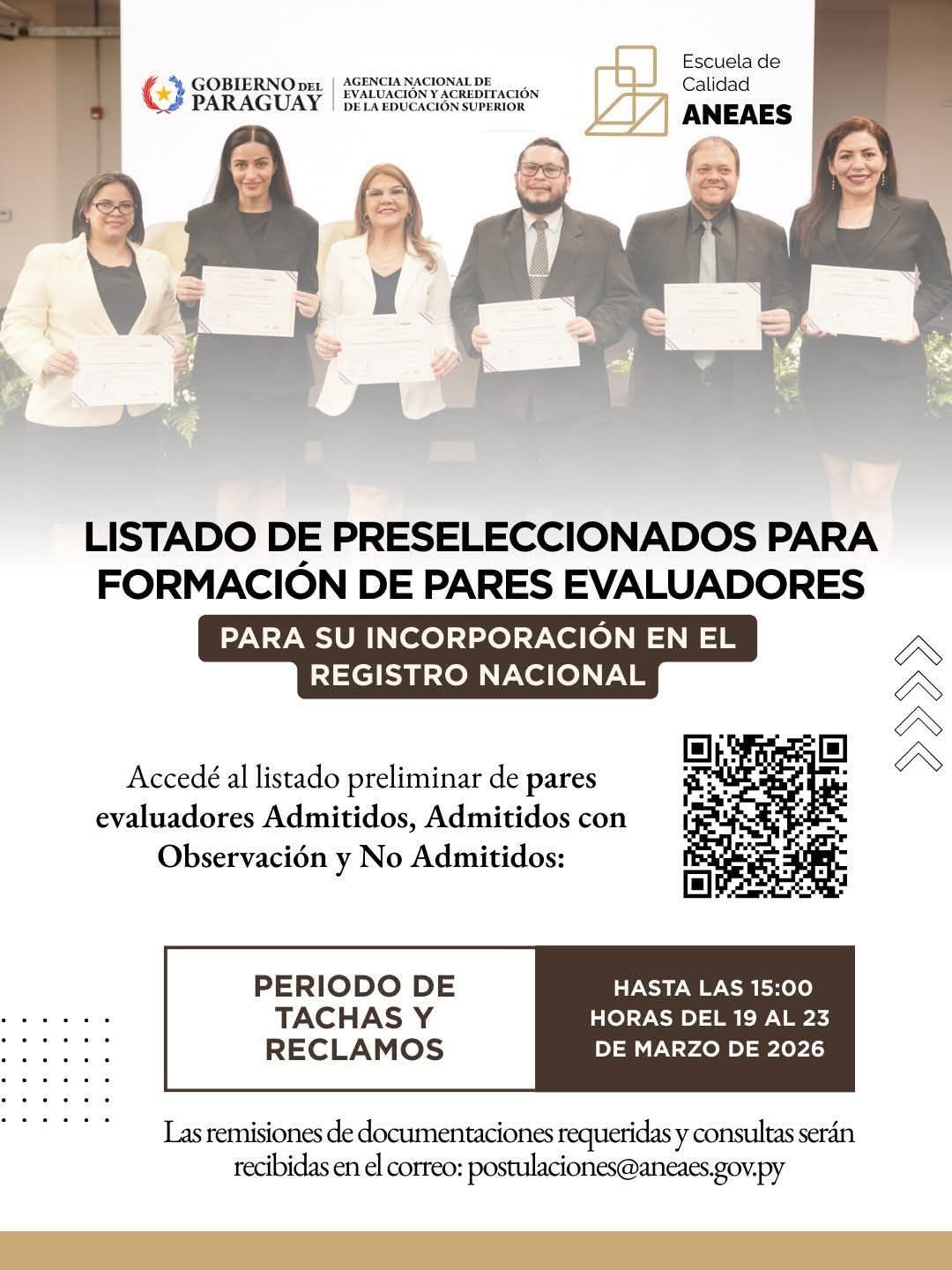 La ANEAES comunica los listados preliminares en el marco de la Convocatoria 2026