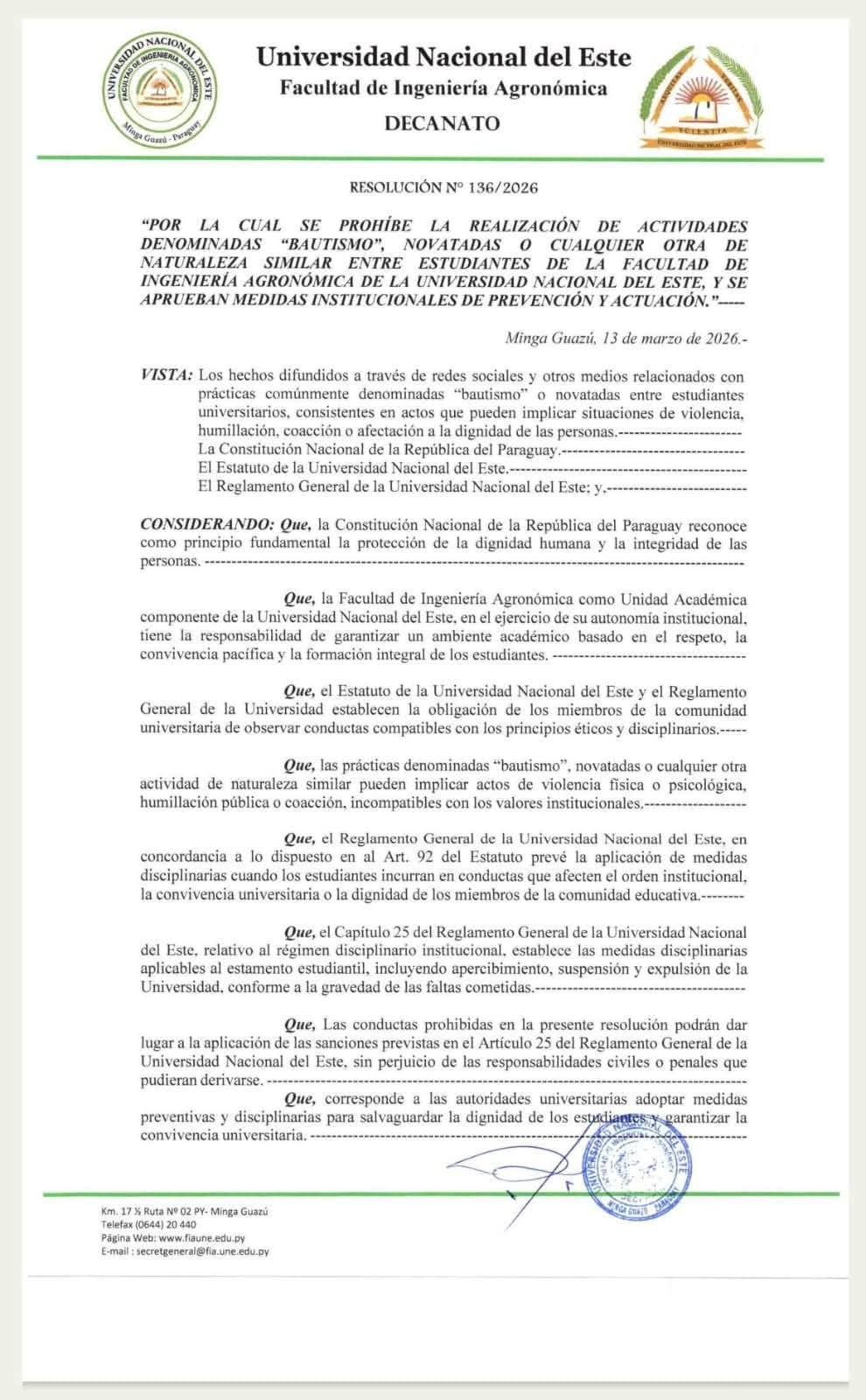 FIA-UNE promulga resoluci贸n que proh铆be expresamente el 鈥渂autismo鈥, y establece medidas institucionales al respecto.