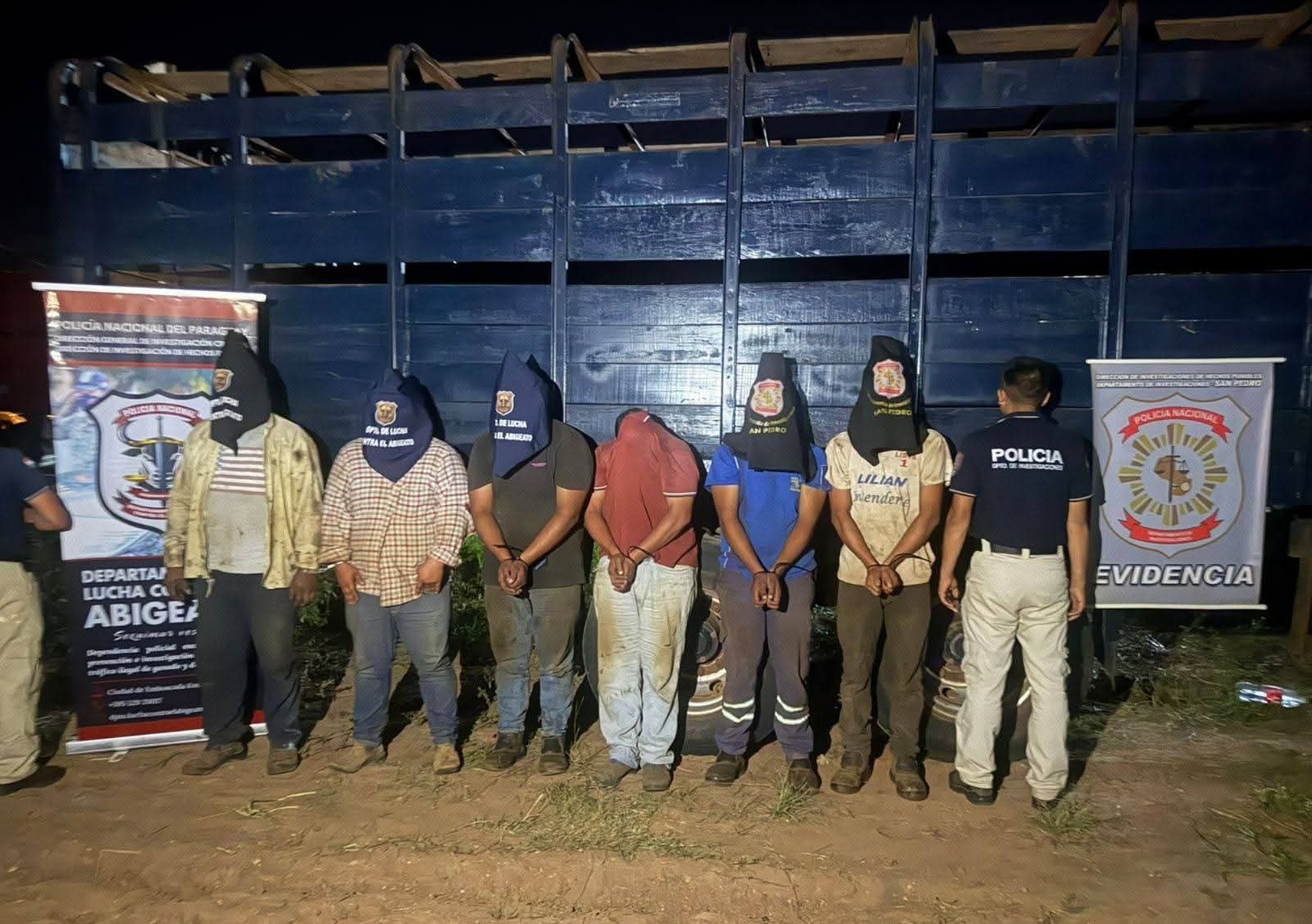 Incautación de tracto camión, aprehensión y detención de personas en operativo contra abigeato