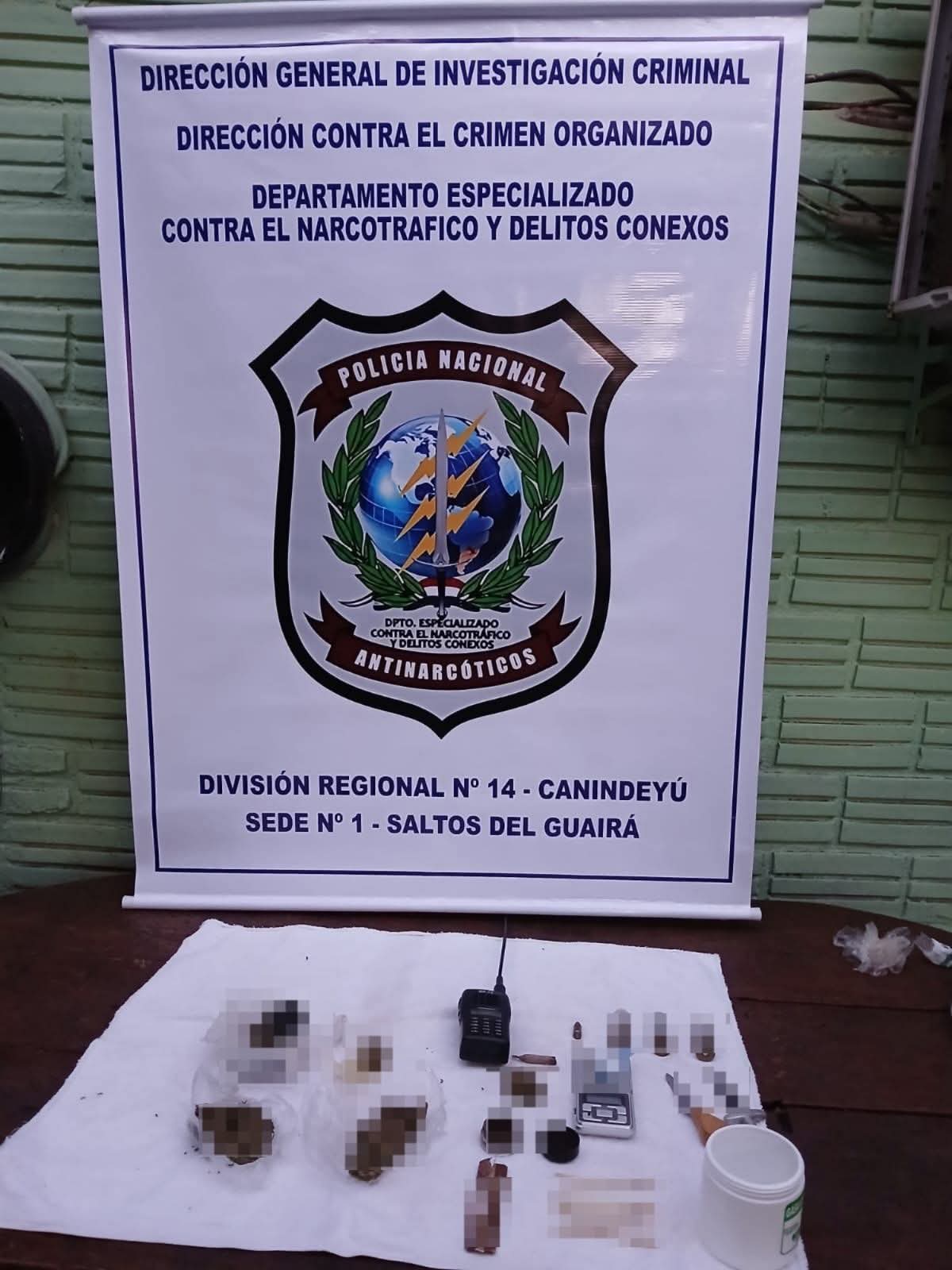 La Policía Nacional del Paraguay realizó allanamiento de vivienda e incautación de sustancias estupefacientes y otros elementos