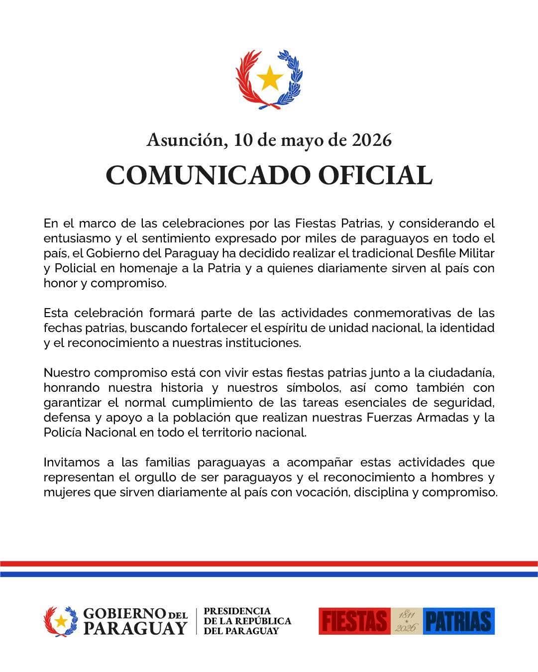 Propuesta para el Desfile Militar y Policial en Paraguay