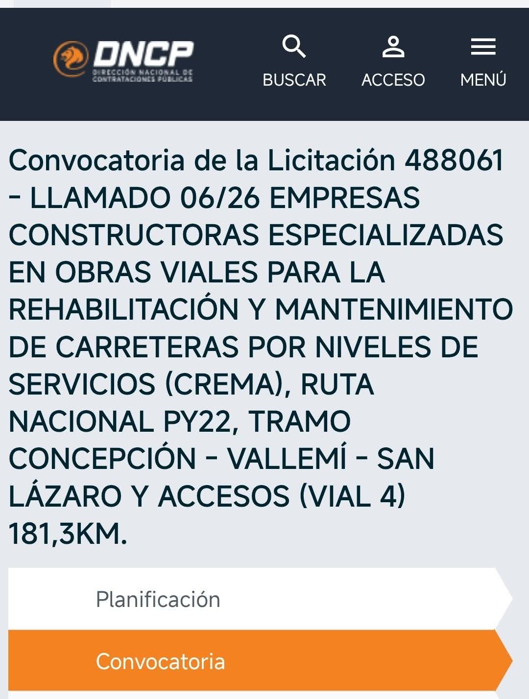 Licitación para la rehabilitación de la RutaPY22 