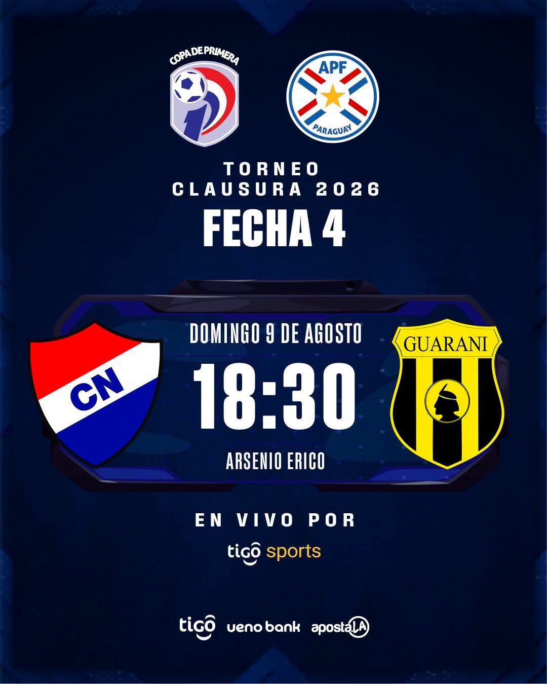 Nacional vs. Guaraní a partir de las 18:30