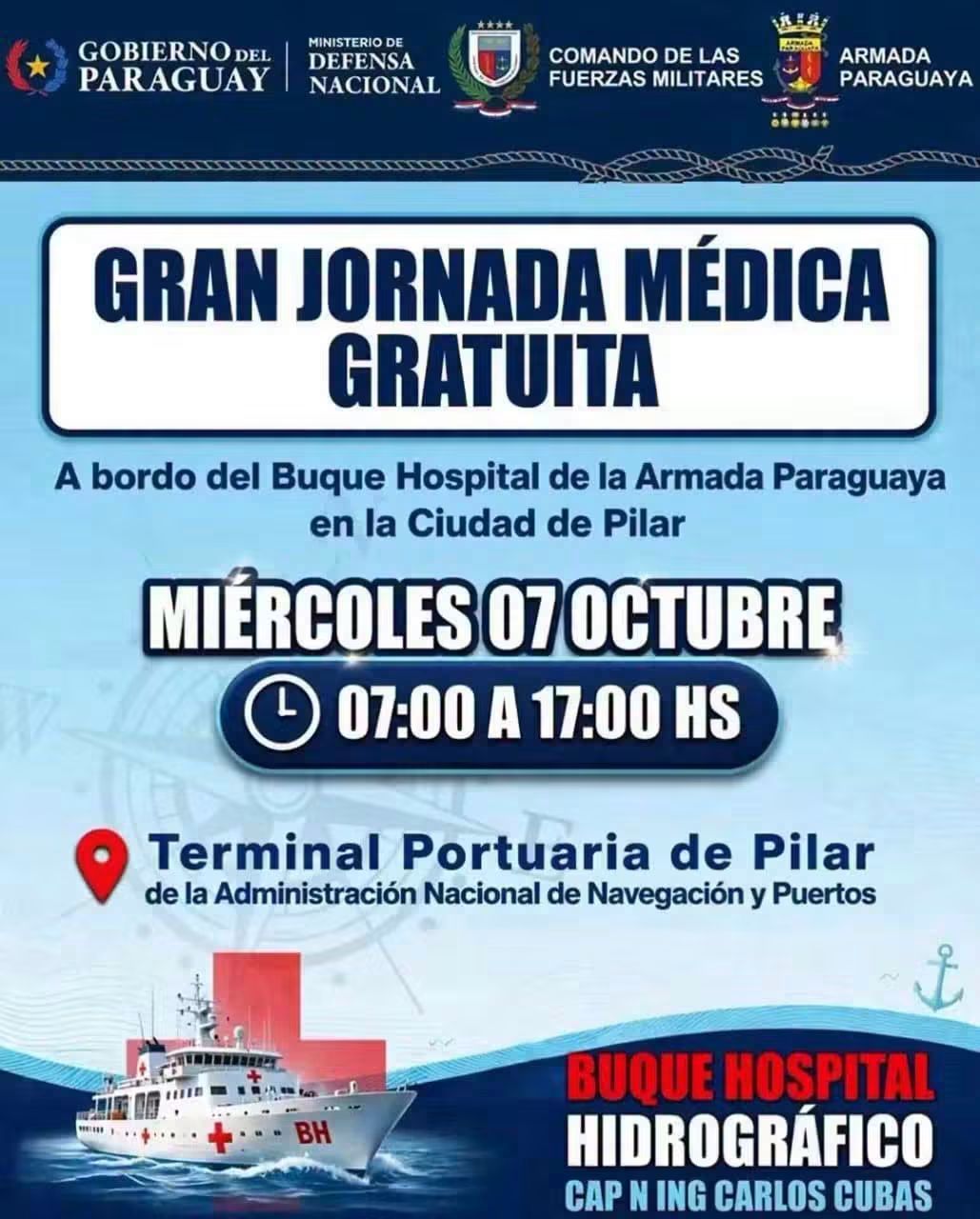 La salud llega a Pilar a bordo del Buque Hospital
