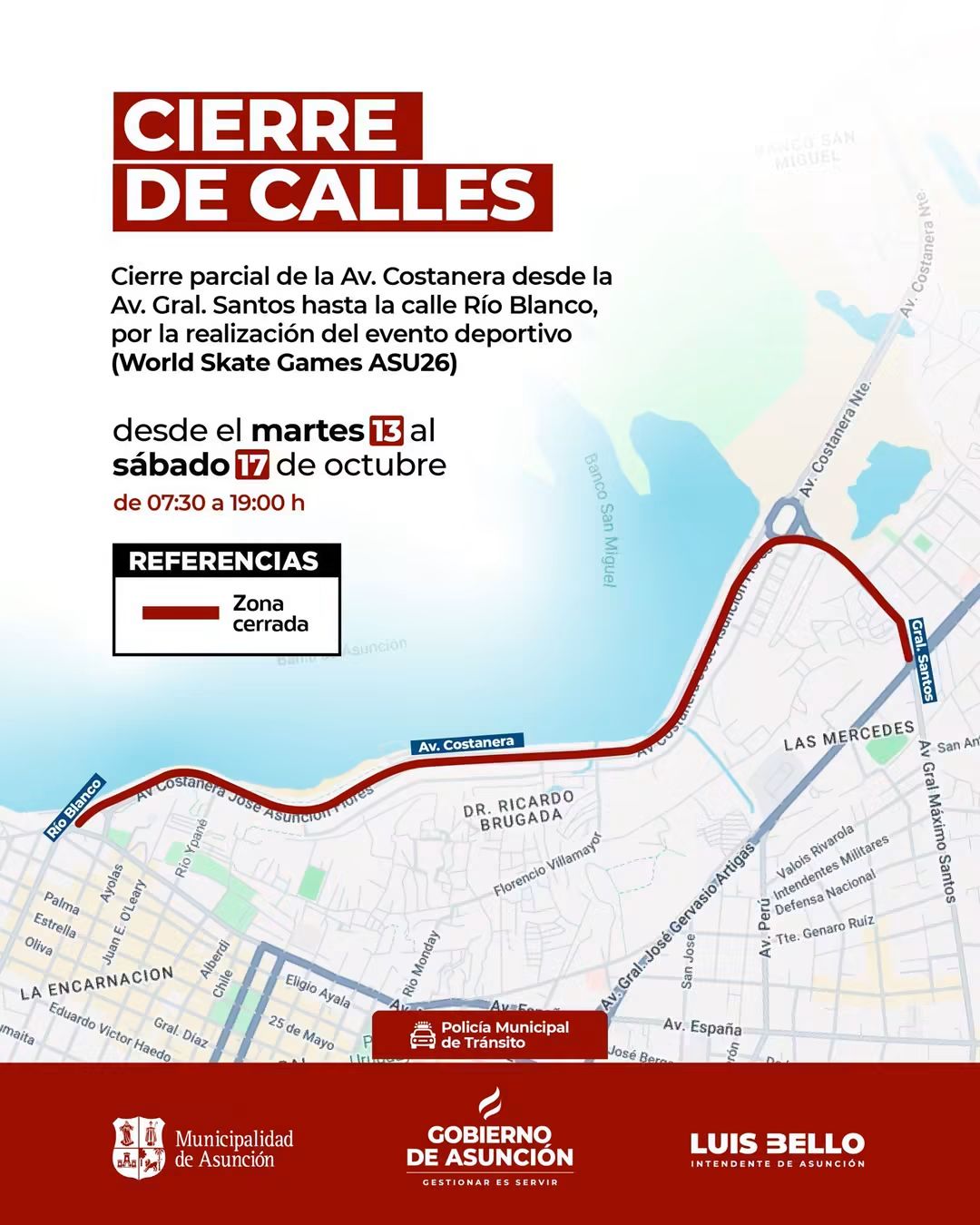 Cierre parcial de la avenida Costanera 